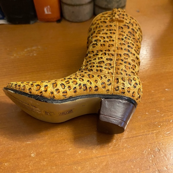 Collectible Popular Imports Nostalgia Leopard Print Cowboy Miniature Boot - Picture 2 of 4